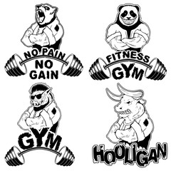 Naklejka premium Sports T-shirt Print Set. Vector illustration.