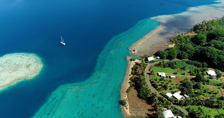 island landscape with lagoon in French Polynesia