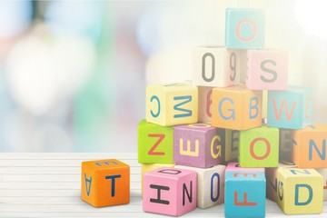 Colorful cubes on background. Educational concept.