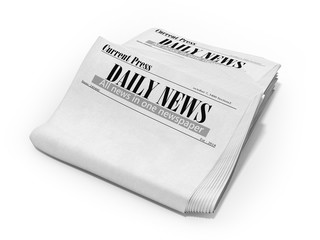 empty newspaper in stack 3d render on white