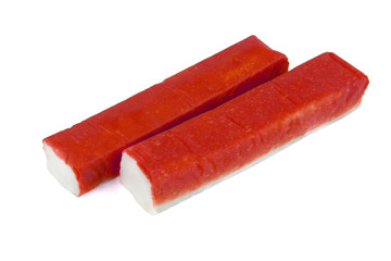 crab sticks on white background