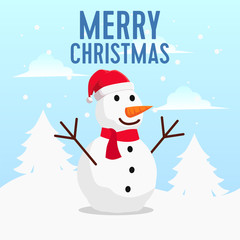 Christmas sale banner template for marketing or business required with illustration of snowman
