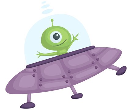 Fototapeta a vector of an UFO with alien inside