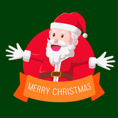 Merry Christmas greeting card banner template with illustration of happy santaclaus