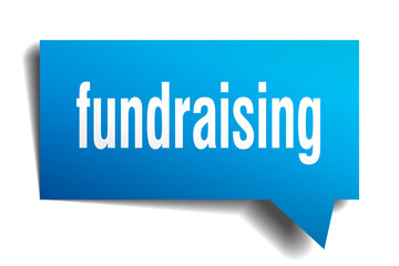 fundraising blue 3d speech bubble
