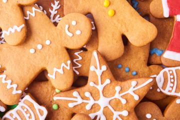 Set of different gingerbread cookies.
