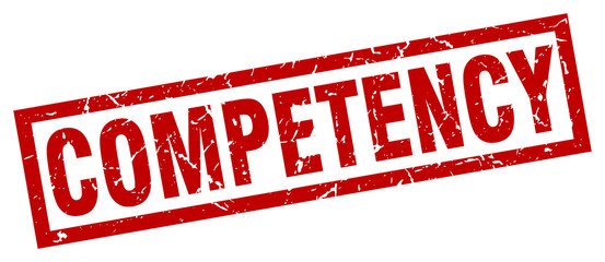 square grunge red competency stamp