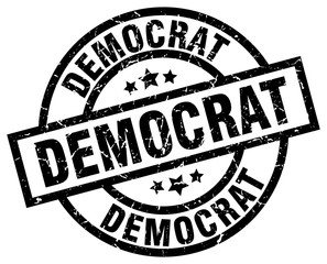 democrat round grunge black stamp
