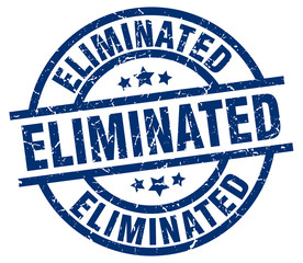 eliminated blue round grunge stamp