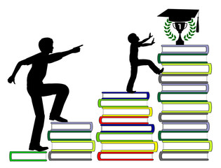 Pushing kids to succeed in education. Parent tries to boost the academic potential of his child