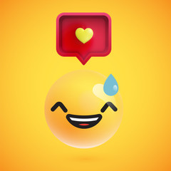 High detailed emoticon with a heart sign, vector illustration