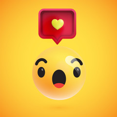 High detailed emoticon with a heart sign, vector illustration