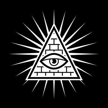 All seeing eye. Sign Masons. Black background