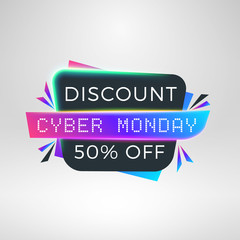 Cyber Monday sale sticker. Discount banner. Special offer sale tag. Vector illustration.