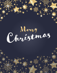 Fototapeta na wymiar Christmas time. Card with luxury gold decoration. Text : Merry Christmas