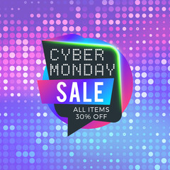 Cyber Monday sale sticker. Discount banner. Special offer sale tag. Vector illustration.