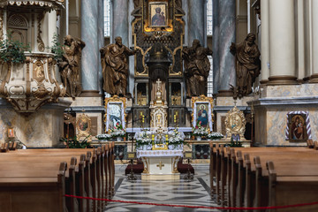 Lviv, Ukraine Dominican cathedral.The interior of the Catholic Church