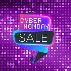 Cyber Monday sale sticker. Discount banner. Special offer sale tag. Vector illustration.