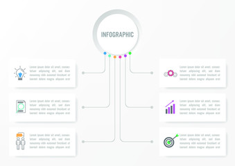 Business infographic labels template with 6 options.Creative concept for infographic.