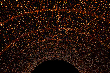 Lights archway in night - gold color