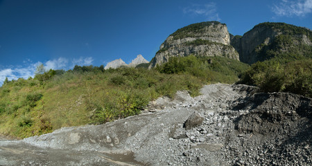 Scree and peaks of the Churfirsten, Swiss Alps