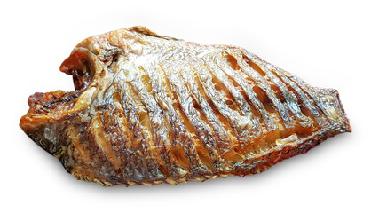 Baked fish,isolated on white background