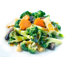 Mixed vegetable stire-fried isolated on white background