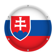 Obraz premium round metallic flag of Slovakia with screws