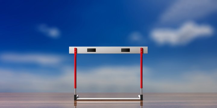 Hurdle single on blue sky background, 3d illustration.
