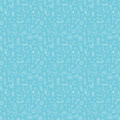 Fototapeta premium New Year and Christmas seamless pattern, hand drawn doodles Seamless Pattern. Background Vector Illustration