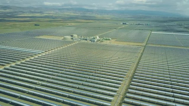 Aerial view of modern solar power plant in Andalusia, Spain