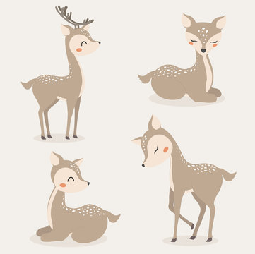 Set of Cute Deers. © yuthana Choradet