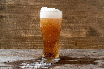 Lager beer with white froth