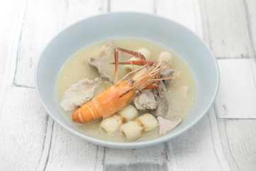 Soup with shrimps. Delicious healthy food for health