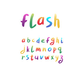 Alphabet modern design. Hand brush font. Rainbow color. Lowercase letters. EPS 10