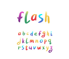 Alphabet modern design. Hand brush font. Rainbow color. Lowercase letters. EPS 10