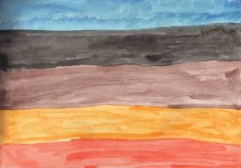 Multicolored lines, abstract watercolor