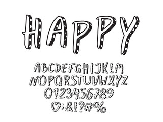 Fototapeta premium Alphabet retro design. Letters, numbers and punctuation marks. EPS 10