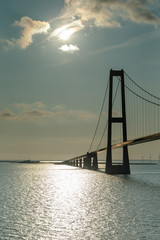 The 18 km long bridge across the Great Belt (Storebælt) links together the eastern and western parts of Denmark.