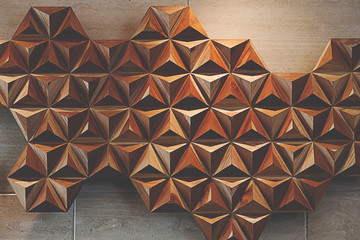 Background - wall of wooden pyramids