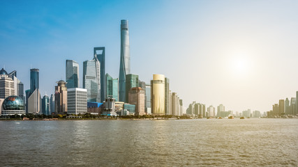 Shanghai skyline, Panoramic view of shanghai skyline and huangpu river, Shanghai China