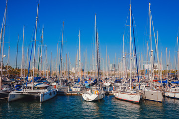 Fototapeta premium yacht Parking in the port of Barcelona. Spain