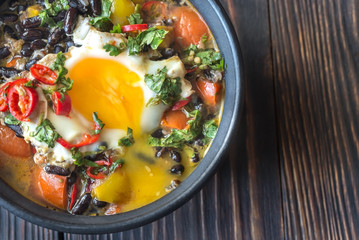 Soup of black beans and an egg