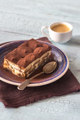 Portion of Tiramisu dessert