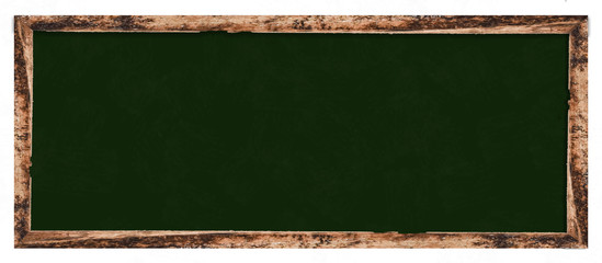 Green school board texture on white background. image for wallpaper and copy space. bill board old wood frame for add text.