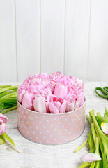How to make beautiful dotted flower box with tulips, tutorial.