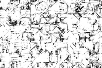 Black and White background. Abstract monochrome surface Seamless pattern of cracks, chips, scratches, stains, scuffs.