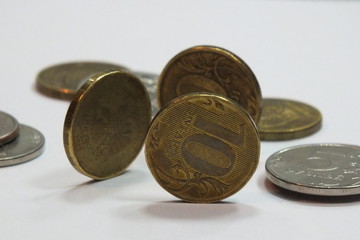 coins on white background