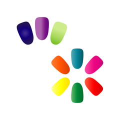 Nails painted with lacquer. Multicolored. Manicure. Isolated on white background. Vector image.