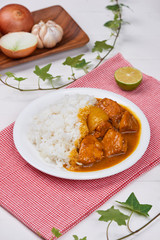 Homemade chicken curry with rice
